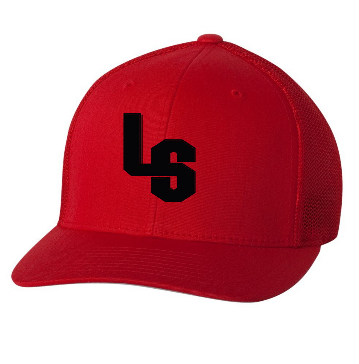 FITTED RED TRUCKER HAT