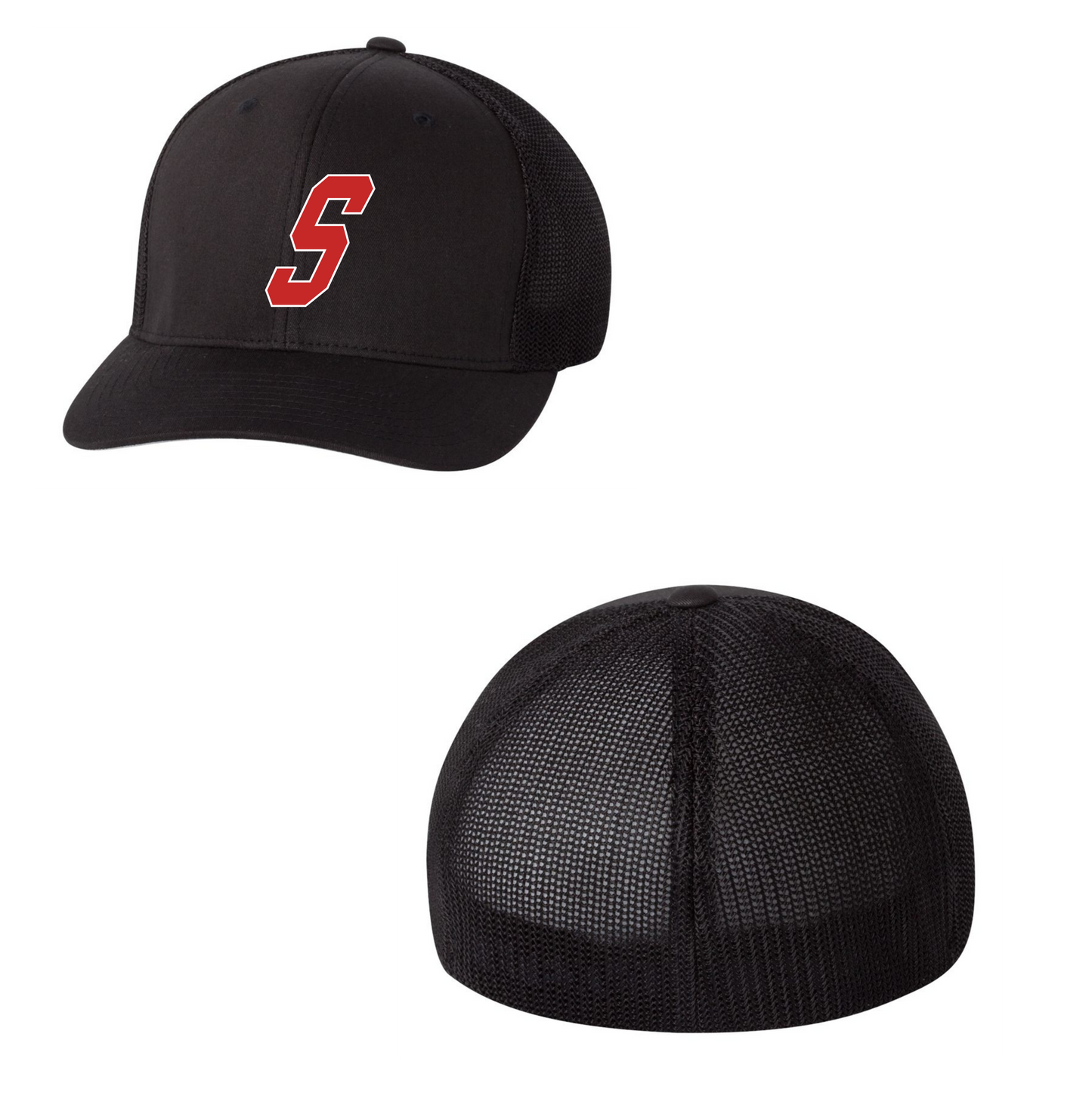 FITTED BLACK TRUCKER HAT