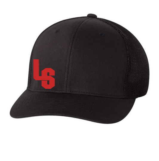 FITTED BLACK TRUCKER HAT