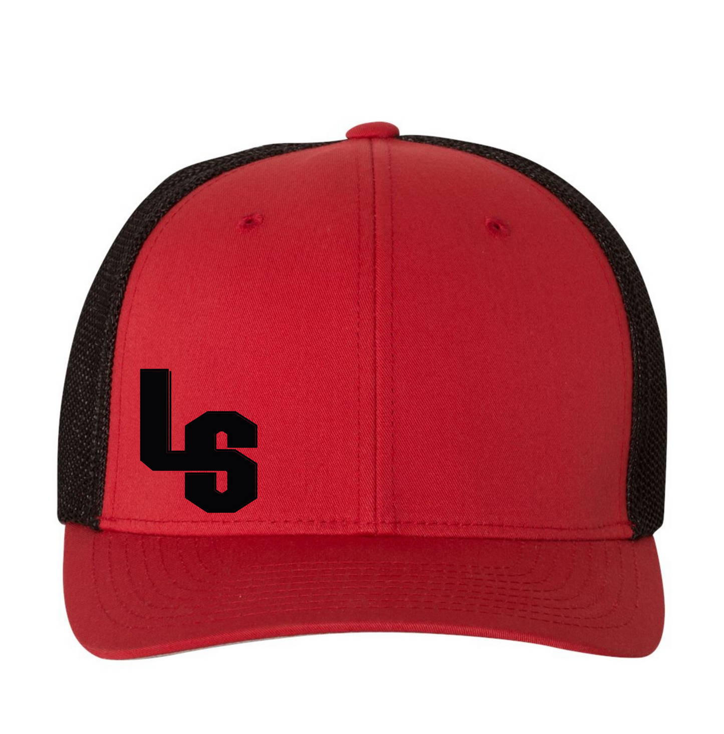 FITTED RED AND BLACK TRUCKER HAT