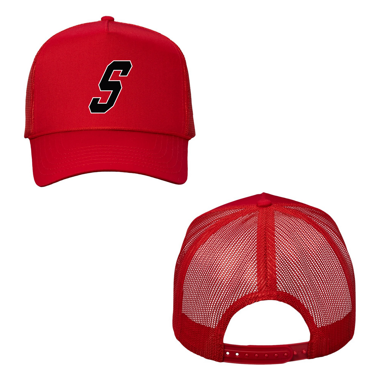 ADJUSTABLE MESH RED TRUCKER HAT